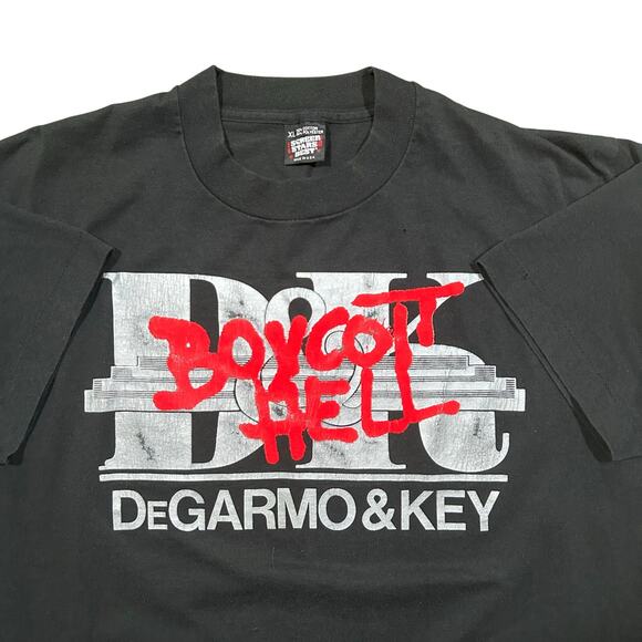 Vintage 80s 90s DeGarmo And Key Band Tee Boycott Hell Tour T-Shirt - Picture 1 of 4